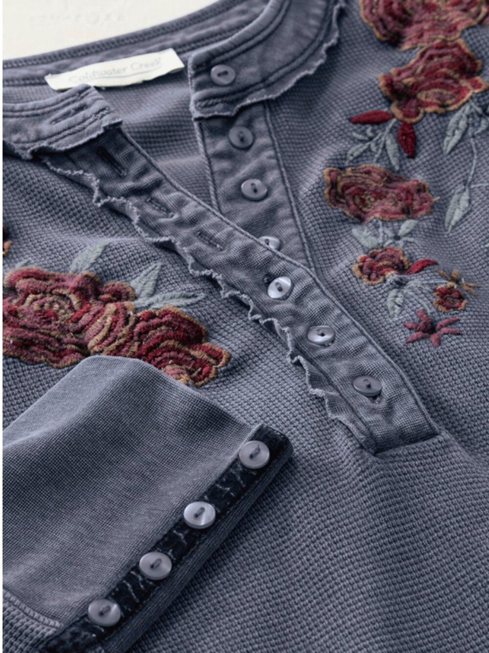 COLDWATER CREEK BELLAROSSA EMBROIDERED THERMAL - Picture 3 of 4